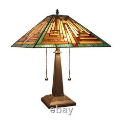Stained Glass Table Desk Lamp Tiffany Style Mission Design 15.9 Shade