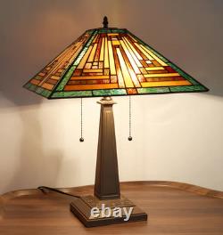 Stained Glass Table Desk Lamp Tiffany Style Mission Design 15.9 Shade