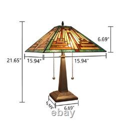 Stained Glass Table Desk Lamp Tiffany Style Mission Design 15.9 Shade