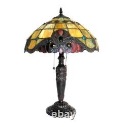 Stained Glass Table Desk Lamp Tiffany Style with Colorful Design 14.5 Shade