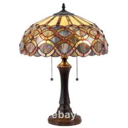 Stained Glass Table Desk Lamp Tiffany Style with Geometric Design 16 Shade