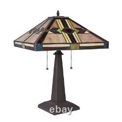 Stained Glass Table Desk Lamp Tiffany Style with Mission Design 12 Shade