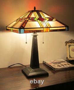 Stained Glass Table Desk Lamp Tiffany Style with Mission Design 12 Shade