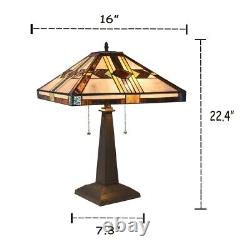 Stained Glass Table Desk Lamp Tiffany Style with Mission Design 12 Shade