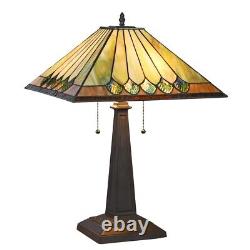 Stained Glass Table Desk Lamp Tiffany Style with Mission Design 16 Shade