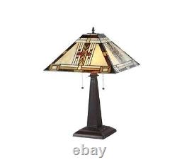 Stained Glass Table Desk Lamp Tiffany Style with Mission Design 16 Shade