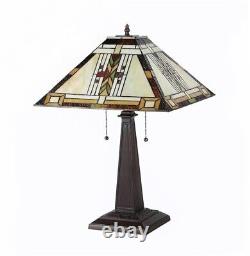 Stained Glass Table Desk Lamp Tiffany Style with Mission Design 16 Shade