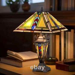 Stained Glass Table Desk Lamp Tiffany Style with Mission Design 16 Shade New