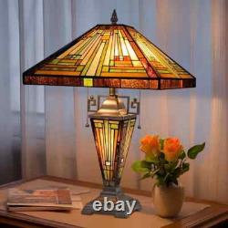 Stained Glass Table Desk Lamp Tiffany Style with Mission Design 16 Shade New