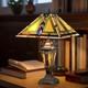 Stained Glass Table Desk Lamp Tiffany Style With Mission Design 16 Shade New