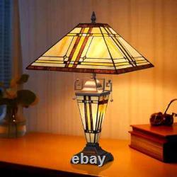Stained Glass Table Desk Lamp Tiffany Style with Mission Design 16 Shade New