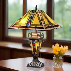 Stained Glass Table Desk Lamp Tiffany Style with Mission Design 16 Shade New