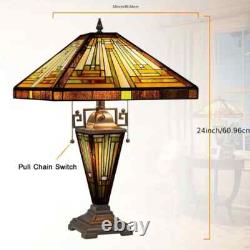 Stained Glass Table Desk Lamp Tiffany Style with Mission Design 16 Shade New