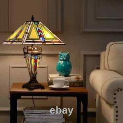Stained Glass Table Desk Lamp Tiffany Style with Mission Design 16 Shade New
