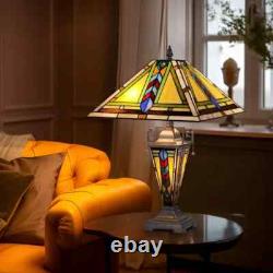 Stained Glass Table Desk Lamp Tiffany Style with Mission Design 16 Shade New