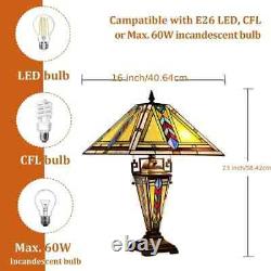 Stained Glass Table Desk Lamp Tiffany Style with Mission Design 16 Shade New