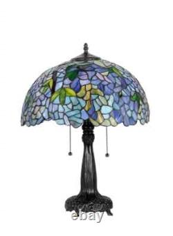 Stained Glass Table Desk Lamp Tiffany Style with Wisteria Design 16.5 Shade