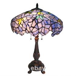 Stained Glass Table Desk Lamp Tiffany Style with Wisteria Design 16 Shade