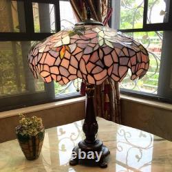 Stained Glass Table Desk Lamp Tiffany Style with Wisteria Design 16 Shade
