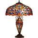 Stained Glass Table Lamp Victorian Theme Design Double-lit Dark Bronze Finish