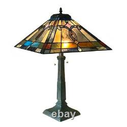 Stained Glass Table Lamp with Tiffany Style Mission Design Shade