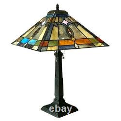 Stained Glass Table Lamp with Tiffany Style Mission Design Shade