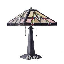 Stained Glass Table Lamp with Tiffany Style Mission Design Shade