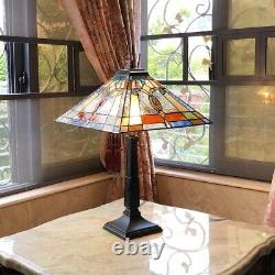 Stained Glass Table Lamp with Tiffany Style Mission Design Shade