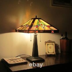 Stained Glass Table Lamp with Tiffany Style Mission Design Shade