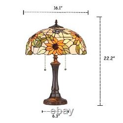 Stained Glass Table Lamp with Tiffany Style Sunflower Floral Design Shade