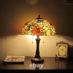 Stained Glass Table Lamp with Tiffany Style Sunflower Floral Design Shade