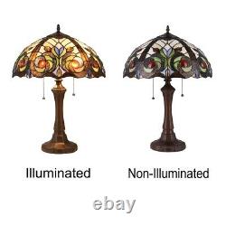 Stained Glass Table Lamp with Tiffany Style Victorian Design Shade