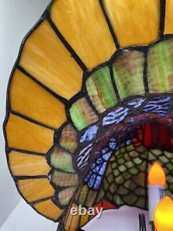 Stained Glass Thanksgiving Turkey Lamp Tiffany Style Cracker Barrel Excellent