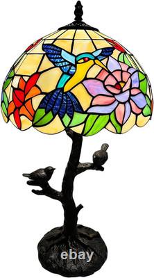 Stained Glass Tiffany Hummingbird Style Table Lamp, Handmade Stain Glass Bird wi