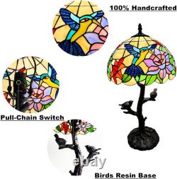 Stained Glass Tiffany Hummingbird Style Table Lamp, Handmade Stain Glass Bird wi