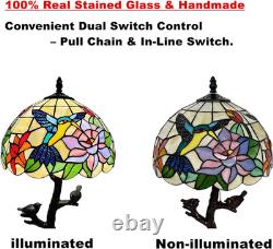 Stained Glass Tiffany Hummingbird Style Table Lamp, Handmade Stain Glass Bird wi