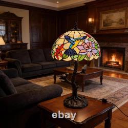 Stained Glass Tiffany Hummingbird Style Table Lamp, Handmade Stain Glass Bird wi