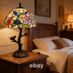 Stained Glass Tiffany Hummingbird Style Table Lamp, Handmade Stain Glass Bird wi