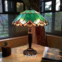 Stained Glass Tiffany Style 21 Tall Jade 2 Bulb Table Desk Lamp 16 Shade