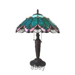 Stained Glass Tiffany Style 21 Tall Jade 2 Bulb Table Desk Lamp 16 Shade