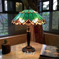 Stained Glass Tiffany Style 21 Tall Jade Green 2 Bulb Table Desk Lamp 16 Shade