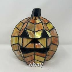 Stained Glass Tiffany Style 8 Pumpkin Jack O Lantern Lamp Halloween Fall Decor