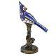 Stained Glass Tiffany Style Blue Jay Bird Lamp 13.5 Night Light Handcrafted