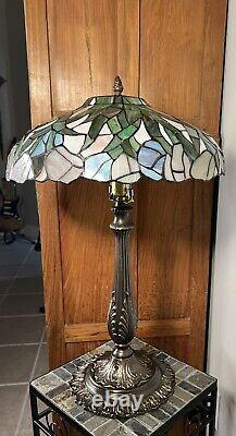 Stained Glass Tiffany Style Lamp, Art Nouveau, Art Deco, MCM, 3-way Lighting