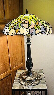 Stained Glass Tiffany Style Lamp, Art Nouveau, Art Deco, MCM, 3-way Lighting