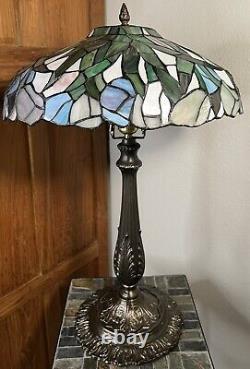 Stained Glass Tiffany Style Lamp, Art Nouveau, Art Deco, MCM, 3-way Lighting