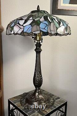 Stained Glass Tiffany Style Lamp, Art Nouveau, Art Deco, MCM, 3-way Lighting