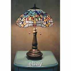 Stained Glass Tiffany Style Yellow Dragonfly Table Lamp 2 Lights 16 Shade