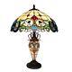 Stained Glass Tiffany-style 3-light Victorian Double Lit Table Lamp With 18 Sha