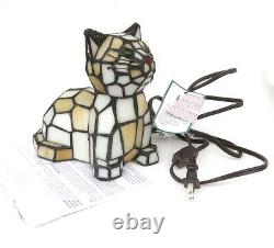 Stained Glass Tiffany (style) Cat Accent Lamp HD Designs in original Box